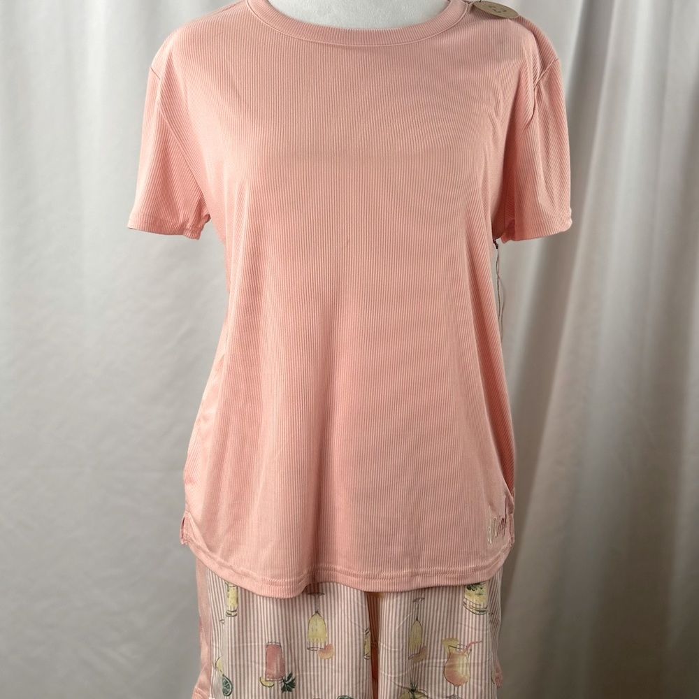 Rae Dunn Peach Striped Top and Shorts Set  - Drinks summer